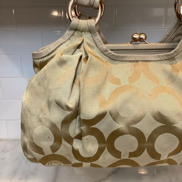 Coach Signature Logo Parker Optic Art Kisslock Satchel Shoulder Bag - Picture 4 of 15